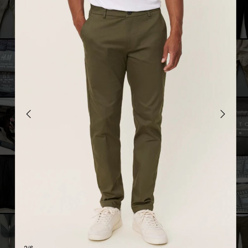 Les Deux Olive Green Regular Fit Cotton Suit Pants L32 W32